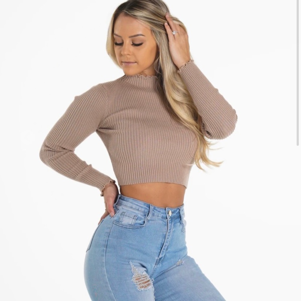 NVGTN Suede Ribbed Mock Turtle Neck Size S